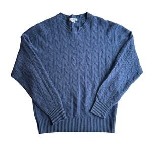 Oliver Perry Men's Blue 100% Cashmere Cable Knit Sweater Size Medium